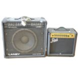 A Laney PL100 guitar amplifier, and a Park amplifier.