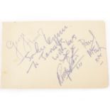 The Beatles signatures; a full set of all four members John Lennon, Paul McCartney, George Harrison