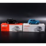 Somerville 1:43 scale white metal models; two no.103 Ford Popular E103 in black and blue, boxed.