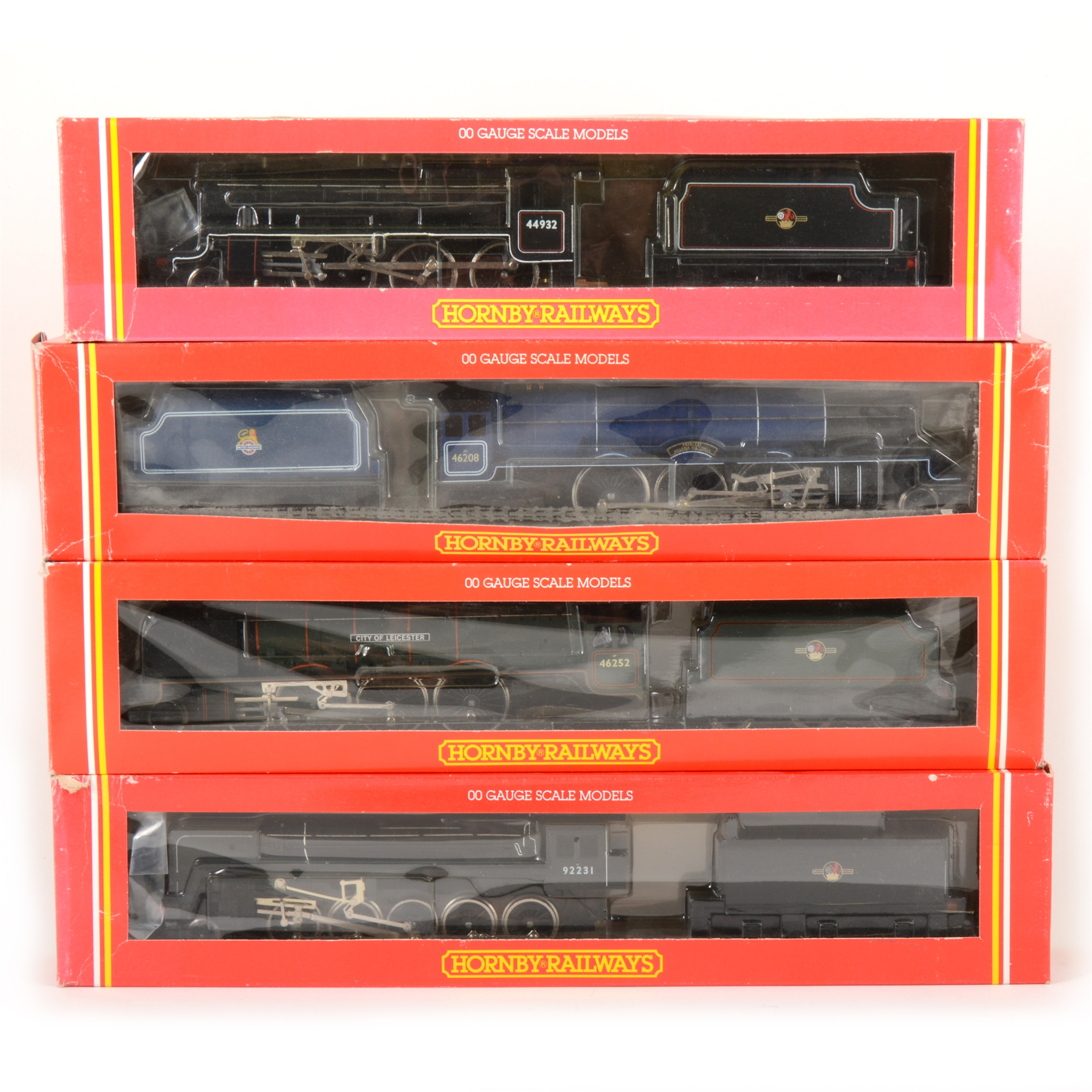 Four Hornby OO gauge model railway locomotives, all boxed.