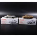 Somerville 1:43 scale white metal models; two no.105 Mercedes-Benz 300SL, one in gold and one in