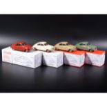 Somerville 1:43 scale white metal models; four no.144 Saab 93A, in red, olive green, cream and
