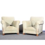 A pair of traditional easychairs, ...