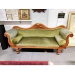 A Victorian mahogany scroll end sofa, ...