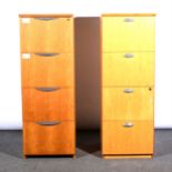 A modern teak finish four-drawer filing cabinet, ...