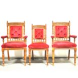 A set of six Edwardian walnut dining chairs, ...