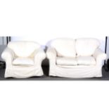 A modern two seat settee and matching easychair, ...