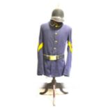 USA 1881 pattern Quartermasters helmet, with associated later tunic and cloth title