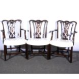 A set of eight Chippendale style mahogany dining chairs, ...