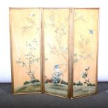 A three-fold screen, printed chinoiserie panels, ...