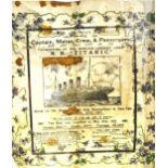 Titanic interest, commemorative printed remembrance serviette, ...