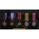 Medals: A group of five World War II medals, labelled J. H. Roe, Royal Marines.