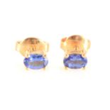 A pair of tanzanite solitaire earrings.