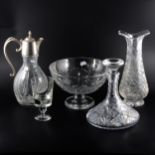 A quantity of modern crystal glassware including decanters and a centre bowl.