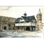Paul Ferraby, The Old Grammar School, Market Harborough, watercolour; and another local work.