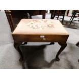 A oak and stained beechwood dressing table stool, ...