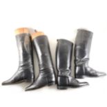 Pair of leather riding boots, with trees, ..