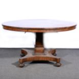 Victorian rosewood pedestal breakfast table,