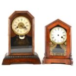 Two wooden shelf clocks and the Price Guide to Collectable Clocks.