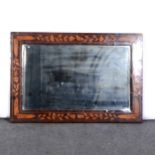 A Dutch mahogany and marquetry wall mirror, ...