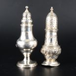 A silver shaker, James Mince, London 1794, and one other.