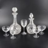A quantity of table glass including Stuart Crystal and two decanters