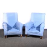 A pair of Edwardian easychairs, ...