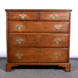 A Georgian oak chest of drawers,