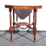An Edwardian bleached and varnished walnut window table, ...