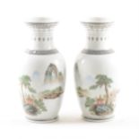 Near pair of Chinese Republican style porcelain vases, ...