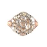 An old rose cut diamond cluster ring.