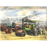 Angell, a traction engine rally, oil on board, 38cm x 48cm.