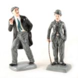 Royal Doulton figures Groucho Marx and Charlie Chaplin, unboxed.