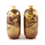 A pair of Shelley pottery vases, Surrey scenery, ...