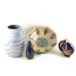Royal Worcester double-moon flask vase, Bretby Art Deco vase, and other decorative ceramics.