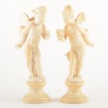 A pair of Dieppe ivory figures,