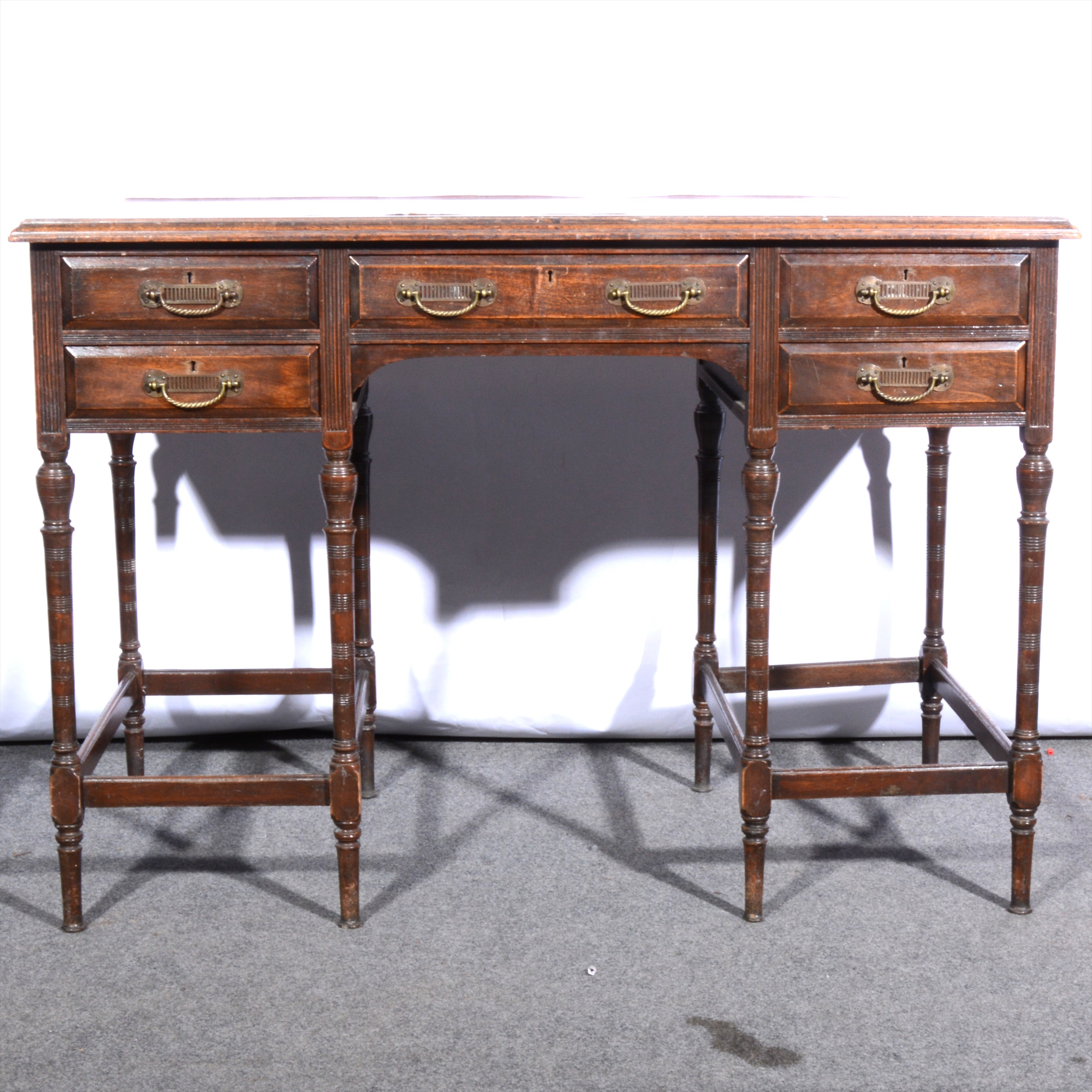 An Aesthetic period five drawer desk by Collinson & Lock, London. - Image 2 of 2