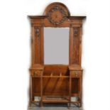 An Edwardian oak hall stand,