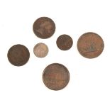 Imperial copper coins: a small collection, including New Brunswick, Nova Scotia, Madras, India,