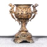 A Victorian gilt spelter ornamental urn