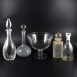 Cut-glass decanters, stem ware, pedestal bowls, etc.
