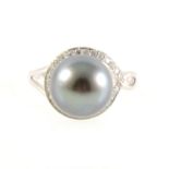 A Tahitian pearl and diamond ring.