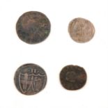 James I Silver Half Groat and two Pennies; Charles I Shilling, Sixpence; other early Stuart coins;