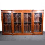 George IV mahogany breakfront bookcase, in the style of Gillow's of Lancaster.