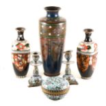 A Chinese cloisonné vase, of shouldered form, etc