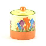 Clarice Cliff - Crocus design preserve pot.