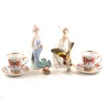 Two Soviet cups and saucers, two Lladro Collector's Society figures, etc
