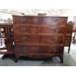 George III mahogany chest of drawers, rectangular top with a moulded edge, cross-banding and boxwood