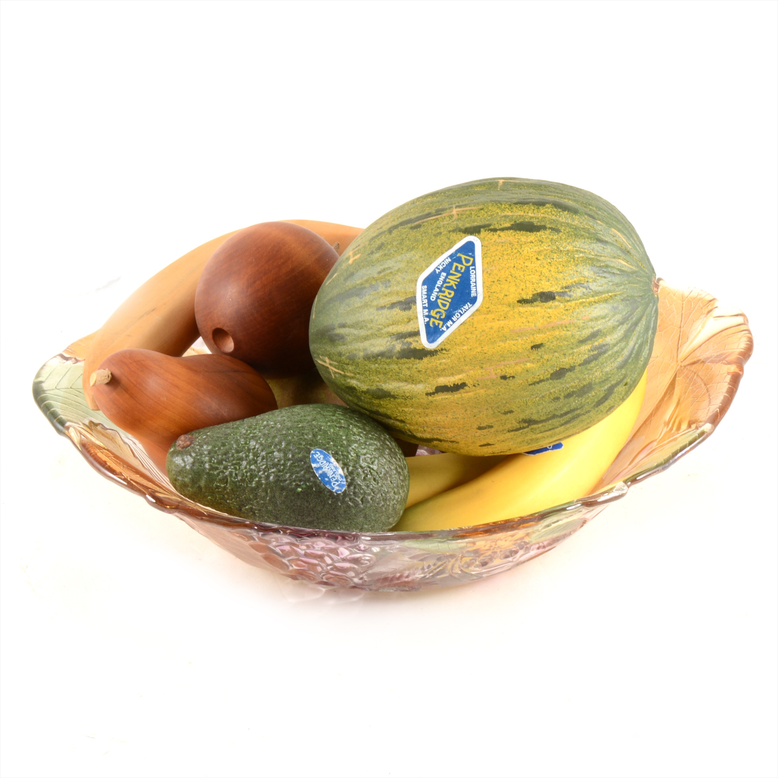 A moulded glass fruit bowl, a collection of Penkridge ceramic fruit and wooden fruit. - Image 2 of 2