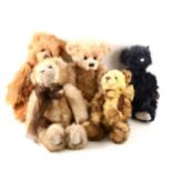 Charlie Bears, "Teddy", 31cm, "Evie" 24cm, "Melody" 34cm, "Olly" 32cm, and one other, all but one
